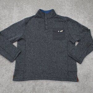 Woolrich Sweatshirt Mens Medium Gray 1/4 Snap Polyester L/S Pullover w/ Pocket